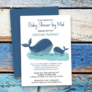 Happy Whale Watercolor Boy Baby Shooter by Mail Einladung