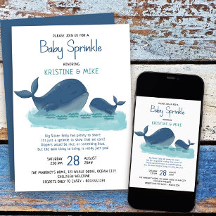 Happy Whale Watercolor Boy Baby Sprinkle Einladung