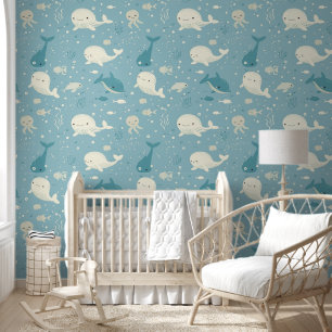 Happy Whales Under Sea Baby Kinderzimmer Tapete