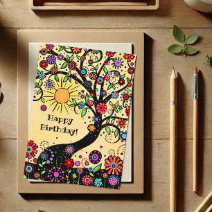 Happy Whimsical Colorful Fun Geburtstagskarte Karte