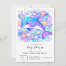 Happy Whimsical Dolphin Baby Shower