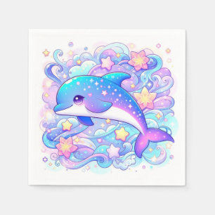 Happy Whimsical Dolphin Baby Shower Serviette