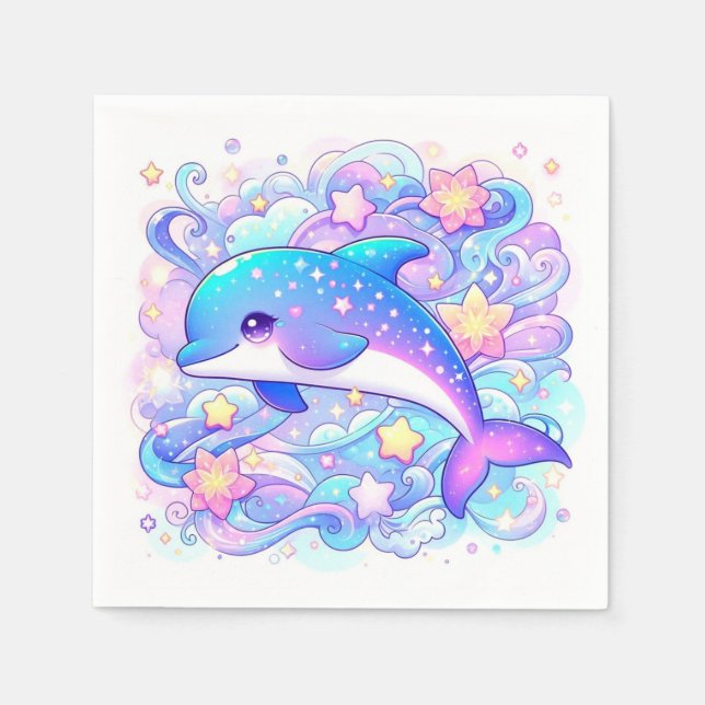 Happy Whimsical Dolphin Baby Shower Serviette (Vorderseite)