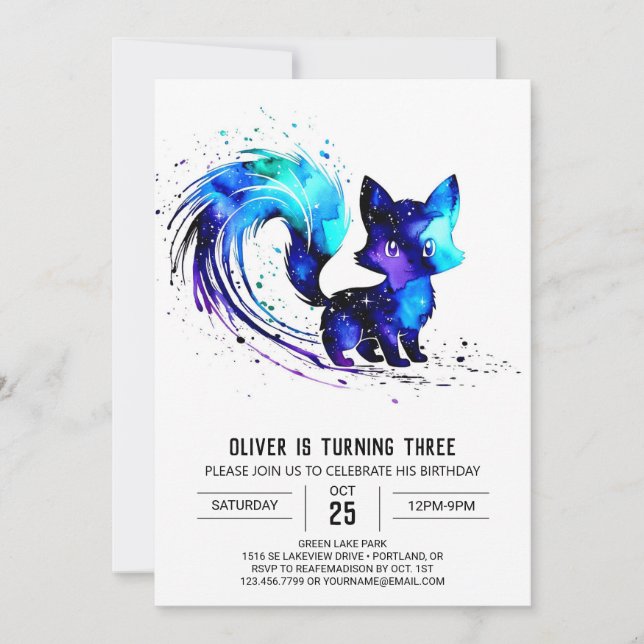 Happy Whimsical Fox Digital Boy Geburtstag Einladung (Vorderseite)