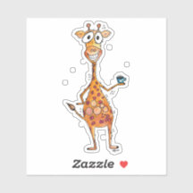 Happy Whimsical Giraffe Drink Kaffee