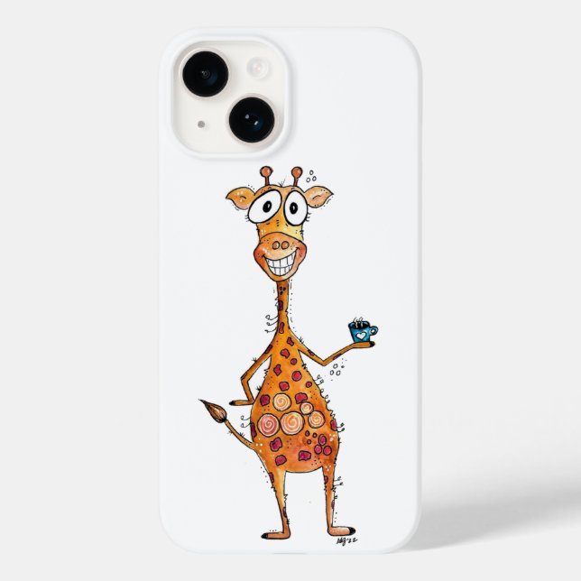 Happy Whimsical Giraffe Drink Kaffee Case-Mate iPhone Hülle (Rückseite)