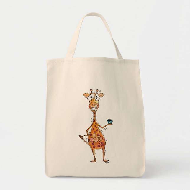 Happy Whimsical Giraffe Drink Kaffee Tragetasche (Vorne)