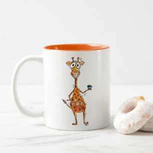Happy Whimsical Giraffe Drink Kaffee Zweifarbige Tasse