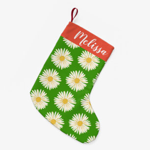 Happy White Daisies Muster CUSTOM Kleiner Weihnachtsstrumpf