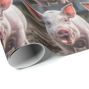 Happy White Pig Tongue Poke, Geschenkpapier