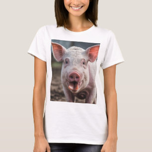 Happy White Pig Tongue Poke, T-Shirt