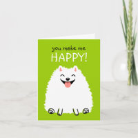 Happy White Spitz mit benutzerdefiniertem Text