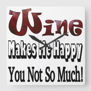 Happy Wine Clock Quadratische Wanduhr