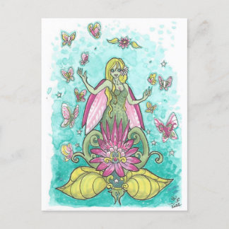 Happy Wings Fairy + Butterfells Fantasy Art Printi Postkarte