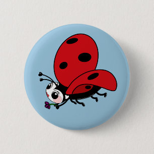 Happy Wings Ladybug Button