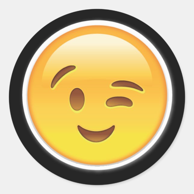 Happy Wink Augen Emoji Aufkleber (Vorderseite)
