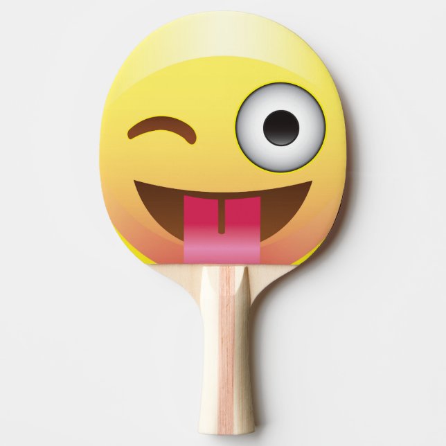 Happy Wink Tongue Out Emoji Ping Pong Pattle Tischtennis Schläger (Vorderseite)