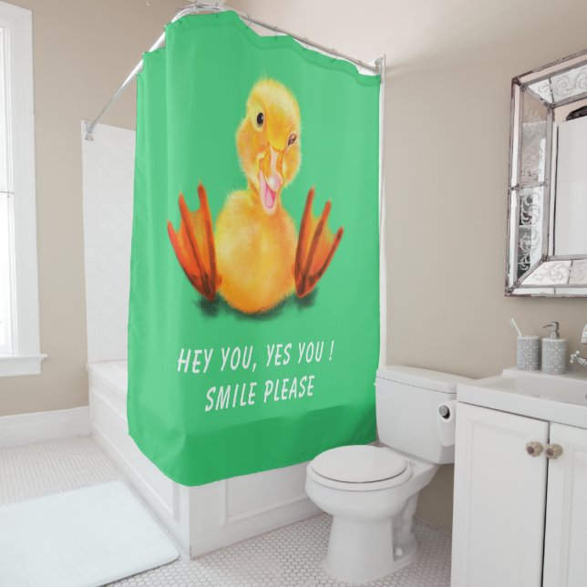 Happy Winking Gelbe Duckdusche Vorhang Ihren Text (Beispiel)