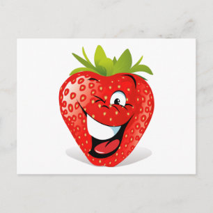 Happy Winking Strawberry Face Postkarte
