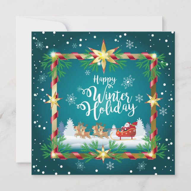 Happy Winter Holiday mit Santa Vintag Card (Vorderseite)