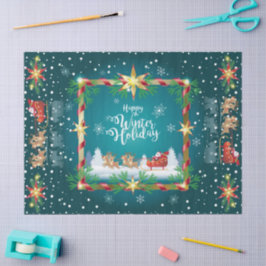 Happy Winter Holiday Snowy Fairy Tale with Santa Seidenpapier