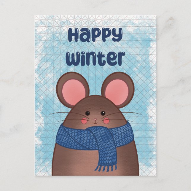 Happy Winter Mouse Postcard Feiertagspostkarte (Vorderseite)