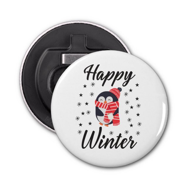 Happy Winter, Niedlicher Pinguin Flaschenöffner (Vorderseite)