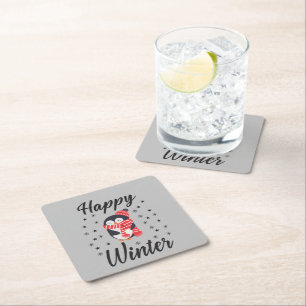 Happy Winter, Niedlicher Pinguin Rechteckiger Pappuntersetzer