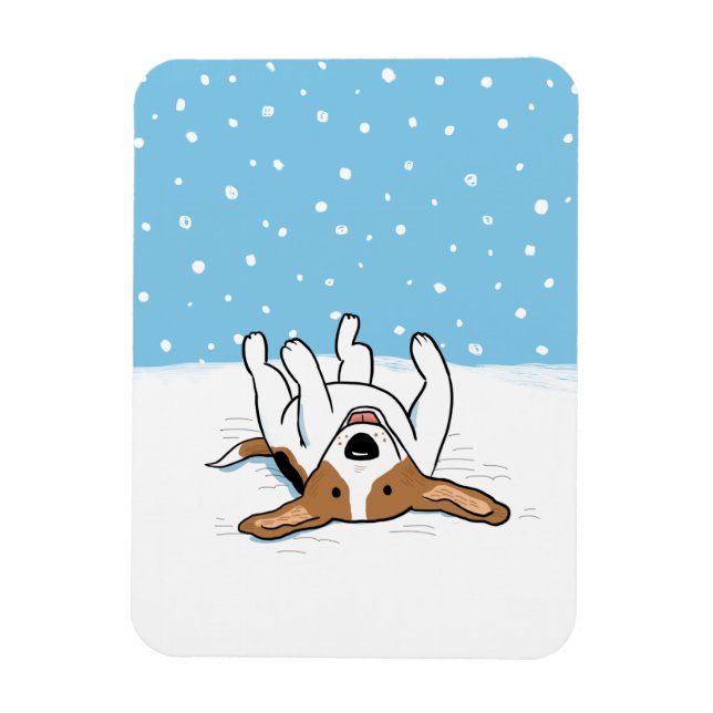 Happy Winter Snow Beagle - Niedlicher Cartoon Dog Magnet (Vertikal)