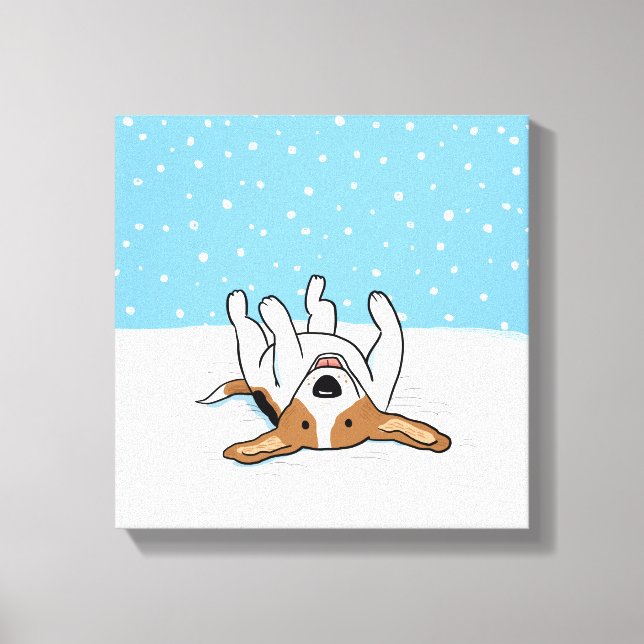 Happy Winter Snow Beagle - Niedlicher Hund Cartoon Leinwanddruck (Vorderseite)