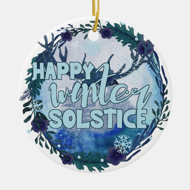 Happy Winter Solstice - Feiern Sie die Jahreszeit Keramik Ornament (Vorne)
