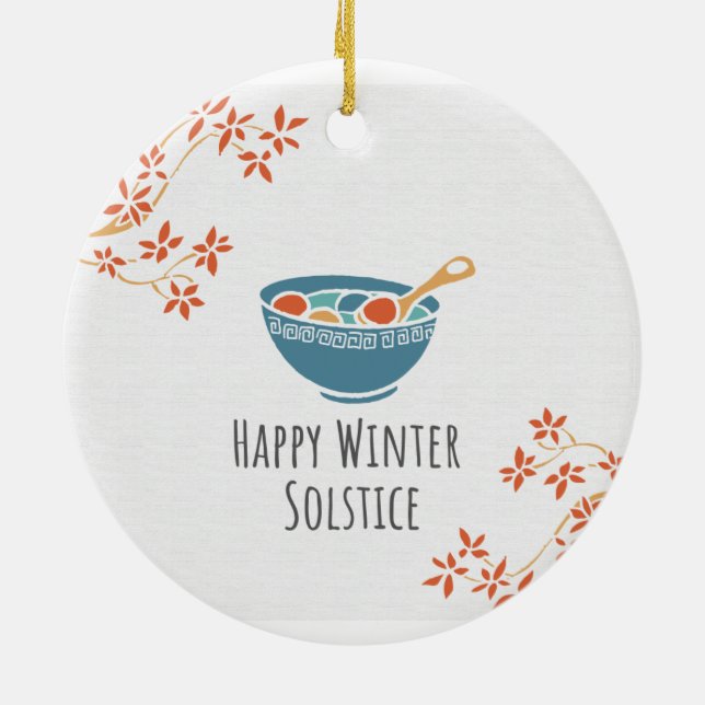 Happy Winter Solstice Keramik Ornament (Hinten)
