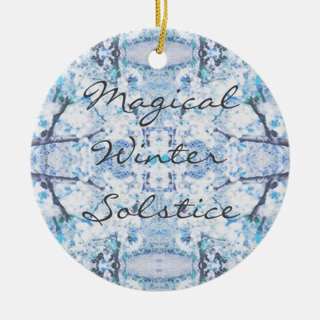 Happy Winter Solstice Weihnachten Snow Keramik Ornament (Vorne)