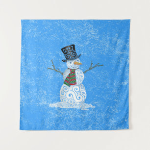 Happy Wirbel Snowman Wandteppich