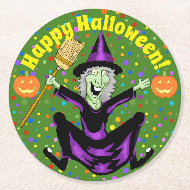Happy Witch Halloween Untersetzer (Vorderseite)