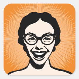 Happy Woman Quadratischer Aufkleber