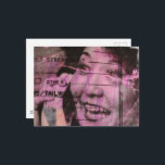 Happy Woman Vintage Phone Call Black White Pink  Postkarte<br><div class="desc">A collage made and photographed by Angelandspot in the year 2026 with vintage images from a magazine from the 1980s era of a woman happy on a telephone call</div>