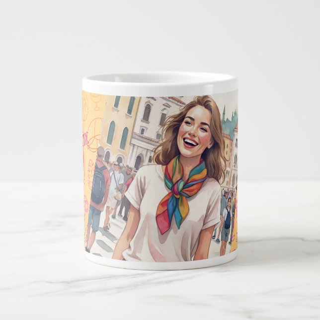 Happy Women Vacation in Rom, Italien, Jumbo-Tasse (Vorderseite)