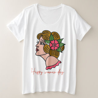 Happy Women's Day - Feminine Portrait Art | Damen' Große Größe T-Shirt