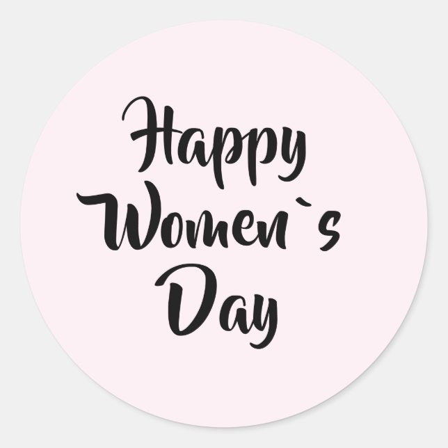 Happy Women's Day Pink Runder Aufkleber (Vorderseite)