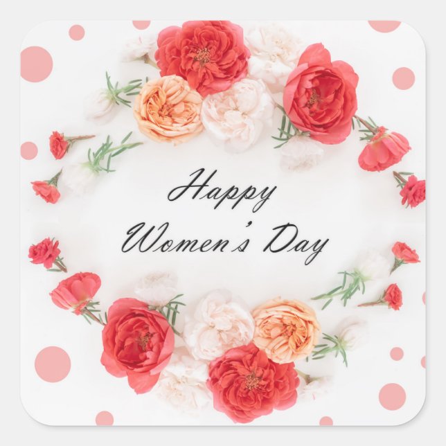 Happy Women's Day Square Sticker (Vorderseite)