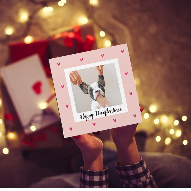 Happy Wooflentine mit Hund-Foto | Rot und Rosa Magnetkarte (Von Creator hochgeladen)