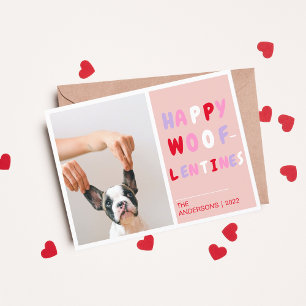 Happy Wooflentines   Valentine Hund Foto Postkarte