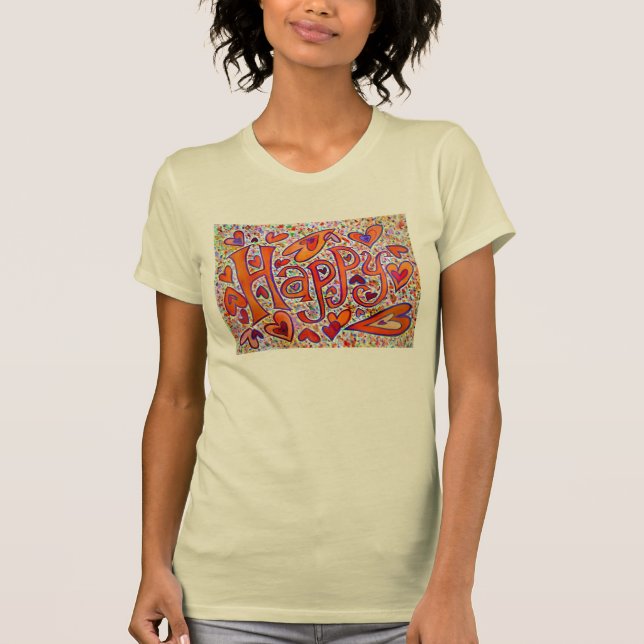 Happy Word Art T - Shirt (Vorderseite)