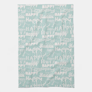 Happy Words Blue Geschirrtuch