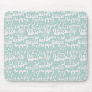 Happy Words Blue Mousepad