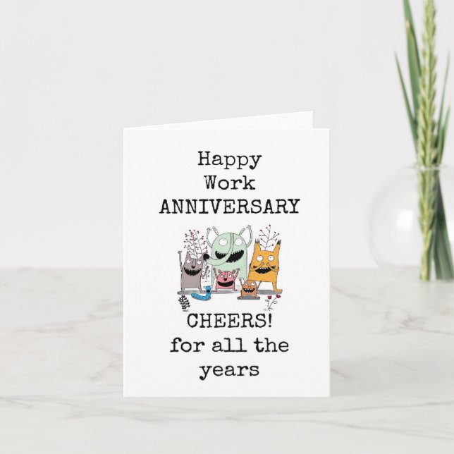 Happy Work Anniversary Card, Funny Dankeskarte (Vorderseite)