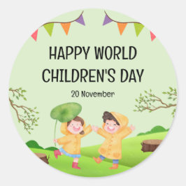 Happy World Children's Day | 20 November Runder Aufkleber