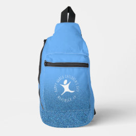 Happy World Children's Day Blue Glitzer Crossbody Bag