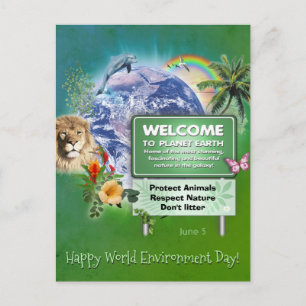 Happy World Environment Day (Text anpassbar) Postkarte